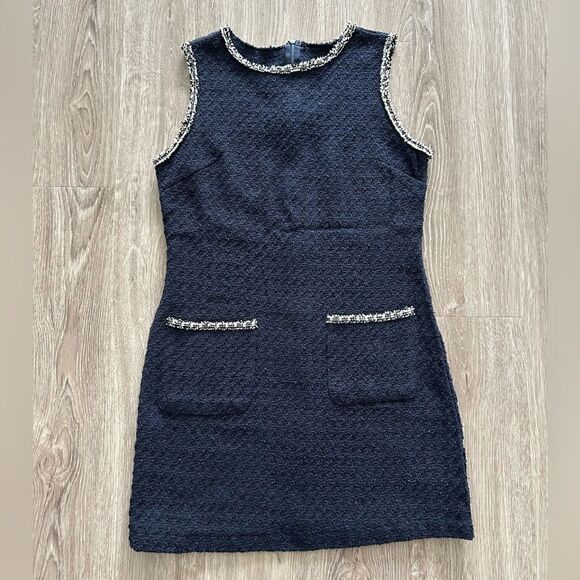 Navy Blue Sleeveless Mini Dress - Picture 1 of 5
